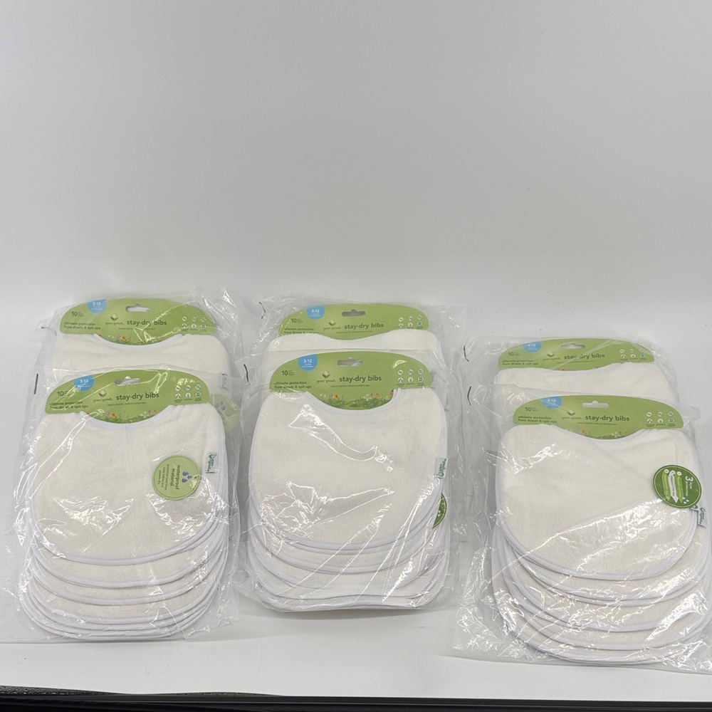 Set of 60 green sprouts bibs